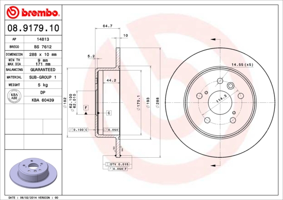 ДИСК ТОРМОЗНОЙ ЗАДНИЙ-(288-5)-(TOYOTA CAMRY 92>10)