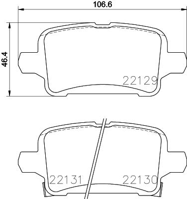КОЛОДКИ ЗАДНИЕ OPEL ASTRA K 1.0-1.4-1.4T-1.6T-1.6CDTI 16=> (106.5x46.3x16.6)