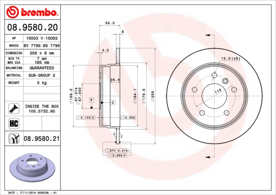 ДИСК ТОРМОЗНОЙ ЗАДНИЙ MERCEDES W168 W414