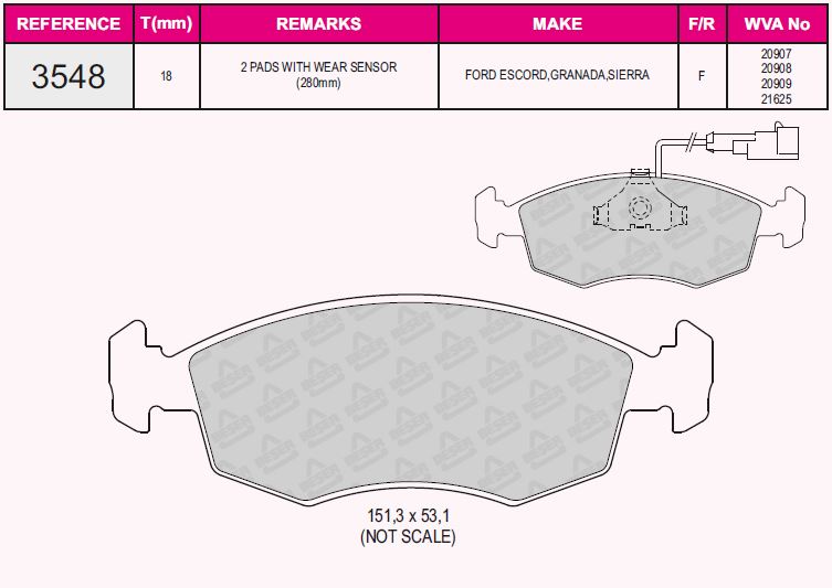 КОЛОDKI ПЕРЕДНИЕ FORD SCORPIO (88-94)SIERRA (82.86)