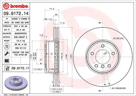 ДИСК ТОРМОЗНОЙ (BMW 5 SERI E60 ON 2002-2010) OTOM. KAPLAMALI
