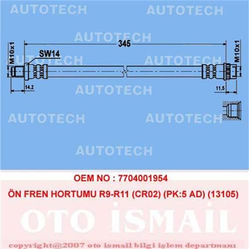 ШЛАНГ ТОРМОЗНОЙ ПЕРЕДНИЙ  R9-R11 (CR02) (PK:5 ШТ)
