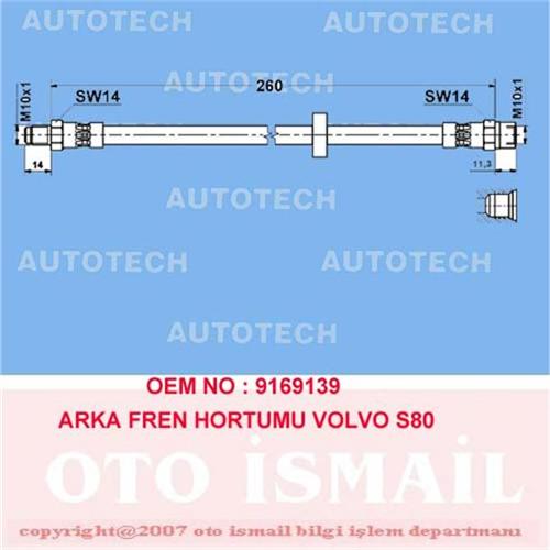 ШЛАНГ ТОРМОЗНОЙ ЗАДНИЙ  VOLVO S60 00=>XC70 02=>S70 00=>S80 00=>S80 00-06 TVV12 TVV14 TVV15