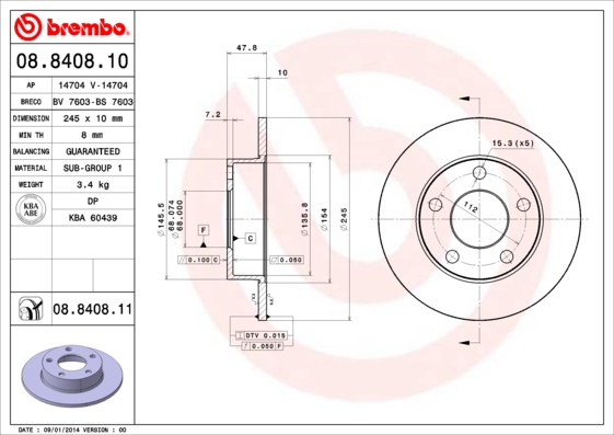 ДИСК ТОРМОЗНОЙ ЗАДНИЙ ЗАКРЫТЫЙ 245?10 5?112 (VW PASSAT 00-05 AUDI A4 95-01)