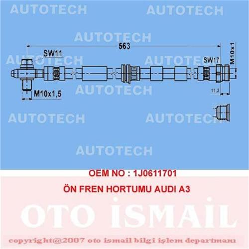 ШЛАНГ ТОРМОЗНОЙ ПЕРЕДНИЙ  AUDI A3