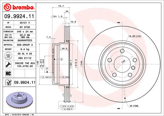 ДИСК ТОРМОЗНОЙ ЗАДНИЙ BMW E7071-F1516-3.0sd4.85.0