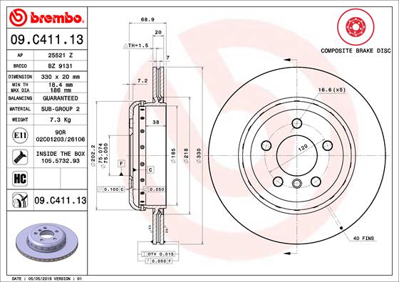 ДИСК ТОРМОЗНОЙ ЗАДНИЙ BMW F10-F11 520525530d