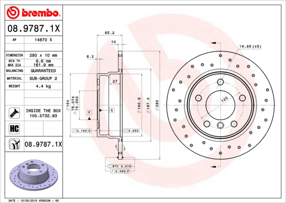 ДИСК ТОРМОЗНОЙ ЗАДНИЙ DELIKLI BMW E81-E87 116I 118D 118I