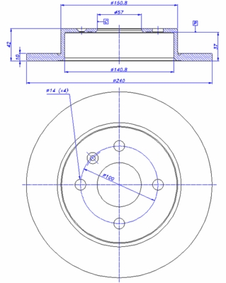 ДИСК ТОРМОЗНОЙ ЗАДНИЙ ASTRA G 98=> - ASTRA H 04=> MERIVA A 03=> (240x10x4DL FULL)