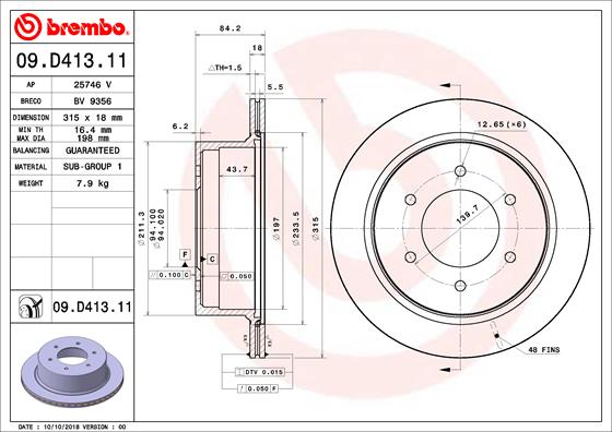 ДИСК ТОРМОЗНОЙ ЗАДНИЙ (315-6) (MITSUBISHI PAJERO SPORT II 08-) UV ПОКРЫТИЕ