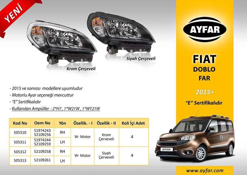 ФАРА С ЭЛЕКТРОПРИВОДОМ ЧЕРНЫЙ ОТРАЖАТЕЛЬ ПРАВАЯ FIAT DOBLO 15=>