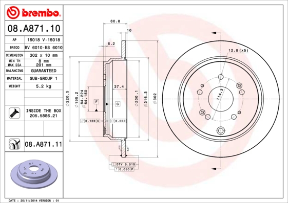 ДИСК ТОРМОЗНОЙ ЗАДНИЙ KAPLAMALI-(305-5)-(HONDA CRV 02>06-CRV 07> 2.2 CTDI-CRV 1.6 I-DTEC 13>)