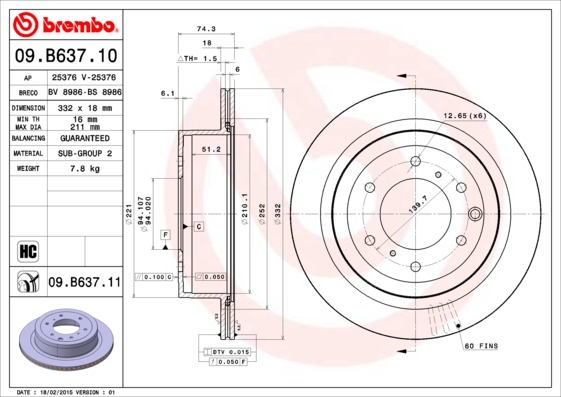 ДИСК ТОРМОЗНОЙ ЗАДНИЙ ВЕНТИЛИРУЕМЫЙ-(332-6) UV ПОКРЫТИЕ (MITSUBISHI PAJERO 2007>> 3.2 DID-3.8 V6)