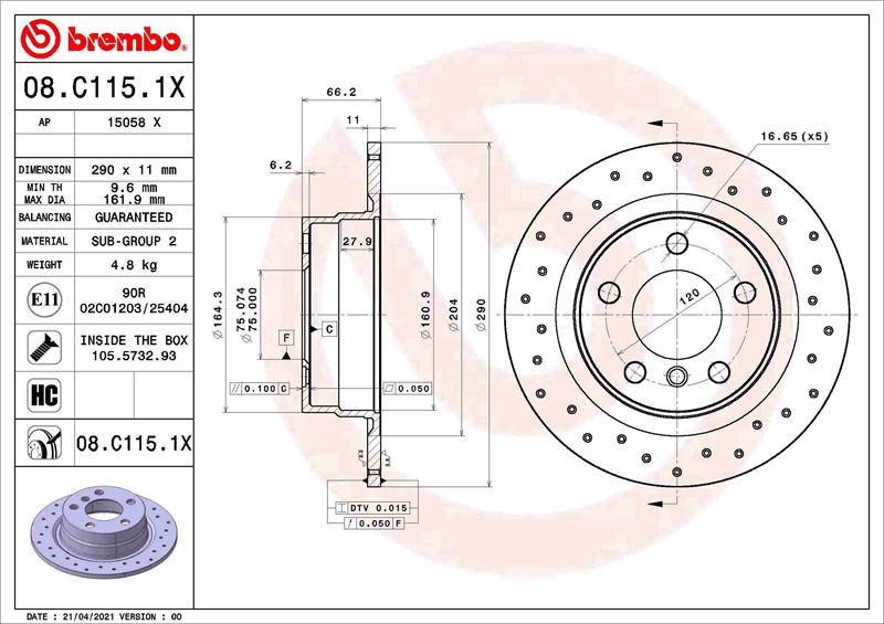 ДИСК ТОРМОЗНОЙ ЗАДНИЙ (BMW 1SERISI (F20) 122010-) &nbsp;XTRA LINE - Xtra &nbsp;DELIKLI