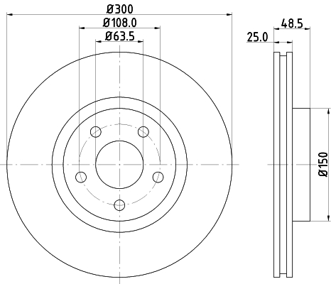 ДИСК ТОРМОЗНОЙ ПЕРЕДНИЙ FOCUS 04=>07=>11=> CMAX 04=>07=>11=> KUGA VOLVO C30-S40 C70 V50 04=> (17 ВКЛ.)(300x5DL)