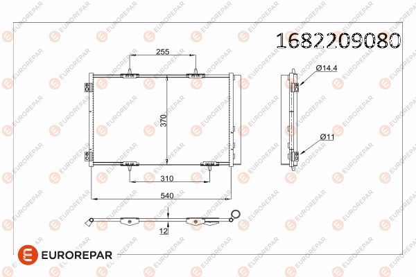 РАДИАТОР КОНДИЦИОНЕРА 207 06>C3 09>DS3 10> 1.6HDI-1.6 16V (ALAL) (538x368x16)
