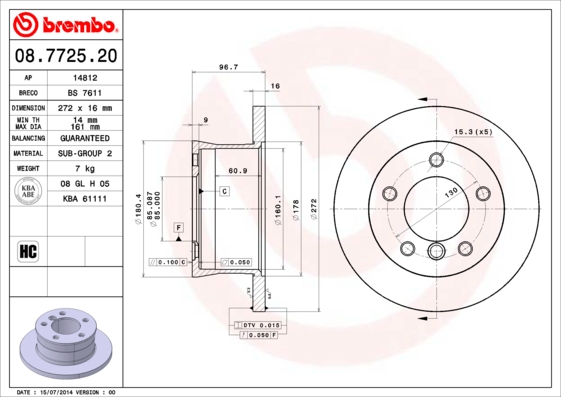 ДИСК ТОРМОЗНОЙ ЗАДНИЙ -272?16 5?130 (VW LT 97-07 MERCEDES SPRINTER 95-06)