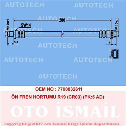 ШЛАНГ ТОРМОЗНОЙ ПЕРЕДНИЙ  R19 (CR03) (PK:5 ШТ)