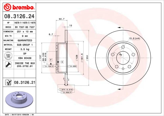 ДИСК ТОРМОЗНОЙ ЗАДНИЙ 251.5 MM (ALFA ROMEO 156)