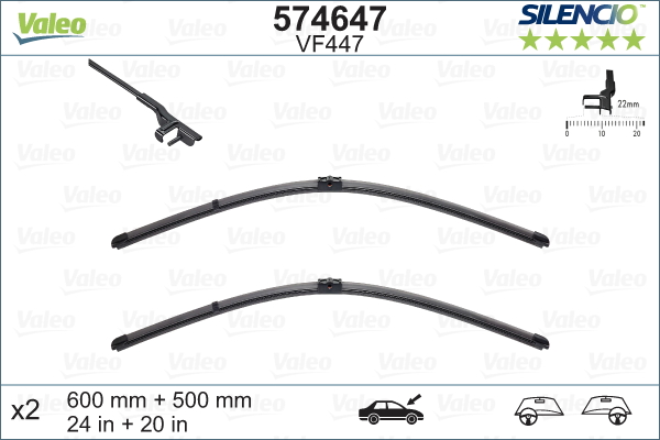 ДВОРНИК (SILENCIO) 60+50 X2 (FLATBLADE-MUZ TIPI) VM447 BMW X5 E70 08=> X6 E71 08=> X6 E72 08=>