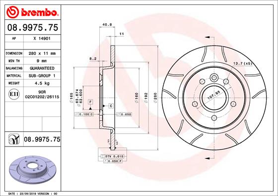 ДИСК ТОРМОЗНОЙ ЗАДНИЙ  FOCUS II04>11 C-MAX &nbsp;07>09 VOLVO &nbsp;V50 04>12 C30 06>12 &nbsp;C70 II &nbsp;05>13  S40 II 04>12 17 JANT - 16 JANT DUZ 280mm 5 B?JON