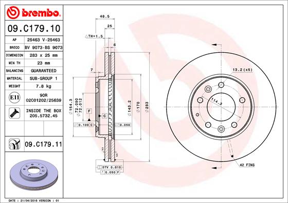 ДИСК ТОРМОЗНОЙ ПЕРЕДНИЙ ВЕНТИЛИРУЕМЫЙ 283-5 UV ПОКРЫТИЕ (MAZDA 6 03 - 08)